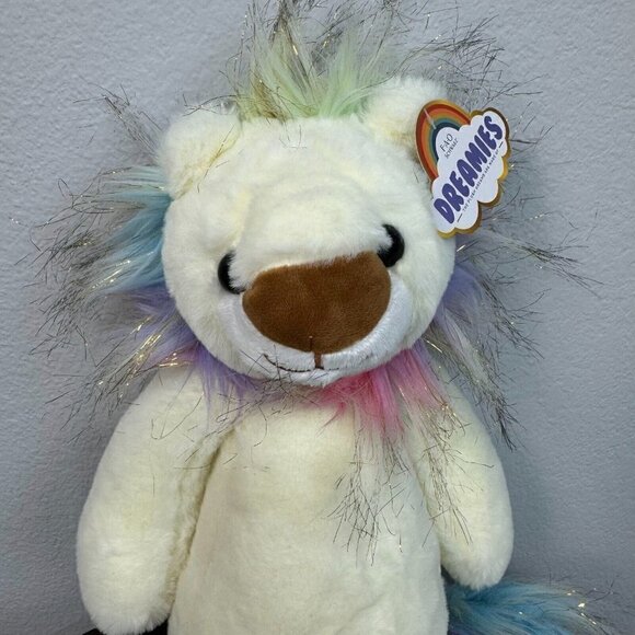 FAO Schwarz Dreamies Lion Plush Rainbow Mane and Tail Stuffed Toy Animal Cream - Picture 2 of 13